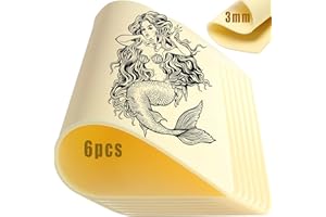 TRIRITE 6 Pcs 3mm Tattoo Skin Practice Kit, 11.8x 8.3 in Thick Blank Silicone Fake Skin with 2 Pcs Tattoo Template, for Tattoo Beginner & Experienced Tattoo Artist (12x8in-6pcs)
