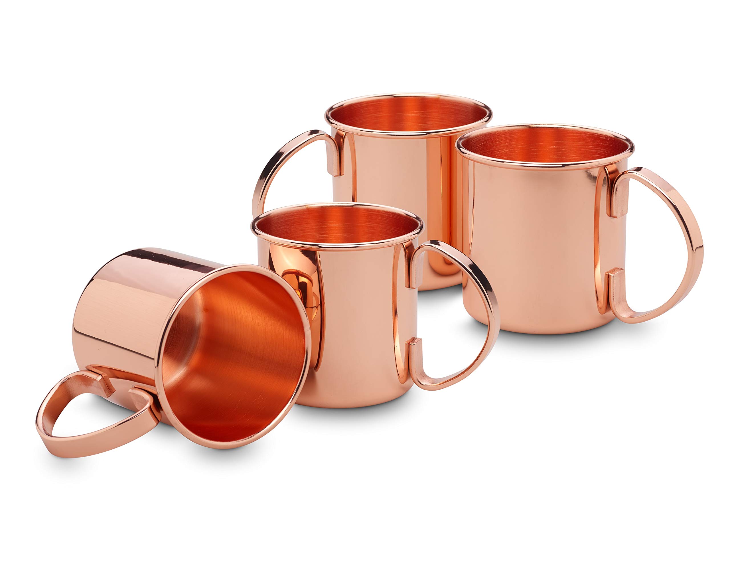Echtwerk Copper Mugs Set, Stainless Steel Glasses, Cocktail Set, Cocktail Glasses Perfect for Gin, Vodka, Beer and Cold Drinks Gift Set, 4 x Copper Cups 450 ml, Copper