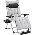 Yaheetech Zero Gravity Chair, Folding Reclining Lounge Recliner with Removable Pad & Headrest & Side Cup Holder Tray for Indoor and Outdoor Gray/1