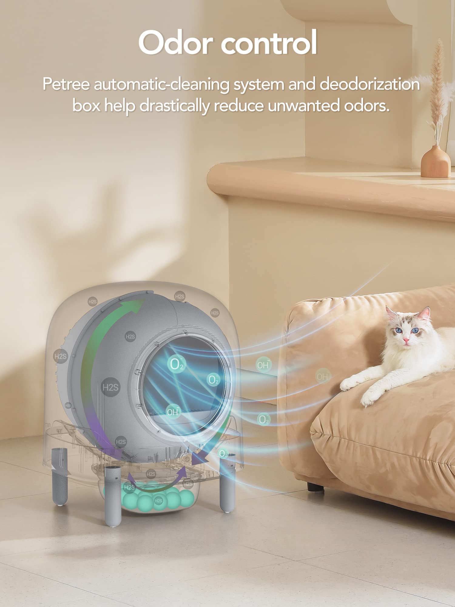 Mua Petree SelfCleaning Cat Litter Box with WiFi Enabled, App Monitoring, Exceptional Safety