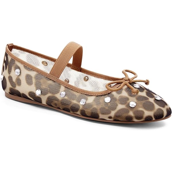 Amazon.com | Women's Mesh Ballet Flats Shoes Rhinestone Bow
