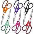 6 Pack Scissors Set, Rkqoa 8" Scissors All Purpose- Comfort-Grip Sharp Scissors for Office School Sewing Craft Supplies, Clas