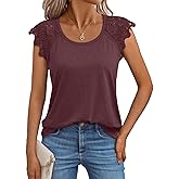 AUTOMET Womens Tops Casual Dressy Lace Summer Tee 2026 Cap Sleeve T Shirts Cute Basic Trendy Fashion Spring Outfits