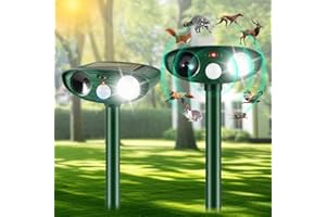 JAHY2TECH 2 Pack Newly Ultrasonic Animal Repellent Cat Repellent Outdoor Solar Animal Repeller with Motion Sensor StrobeLight Animal Deterrent to Scare Away Squirrel Deer Raccoon Coyote Skunk Repellent for Yard