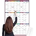 Large Dry Erase Calendar For Wall - Undated 3 Month Calendar, 28'' x 40'', Erasable & Reusable Laminated White Board With 8 Round Stickers, Vertical Layout For Home, Office And Classroom Use