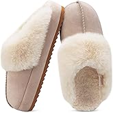 KuaiLu Womens House Platform Slippers Warm Faux Suede Fuzzy Thick Cushioned Memory Foam Ladies Comfy Bedroom Slipper Slip on Indoor Outdoor Home Shoes Arch Support Hard Sole Apricot Size 9