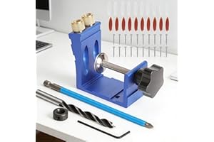 47Pcs Pocket Hole Jig Kit, 15° Angle Adjustable Drill Guide Locator, High Precision Punch Positioner for Carpenter DIY Joiner