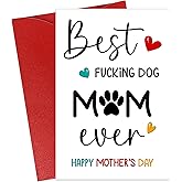 JUESMOS Mothers Day Card from Dog Puppy - Best Dog Mom Ever Funny Mothers Day Greeting Card with Envelope - Hilarious Dog Mom Gifts Card for Women Pet Puppy Dog Lover