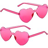 Hoplito 2/4/8/12/20 Pairs Heart Shaped Sunglasses Transparent Heart Glasses Rimless Trendy Eyewear for Valentines Party Favor