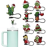 9 Pcs Straw Cover Cap for Stanley 30&40 oz Tumbler Cups, 0.4 in / 10mm Wide Cute Silicone Straw Topper Tips Lids Protectors for Compatible with Stanley Cup Straws Accessories - GreenMonster