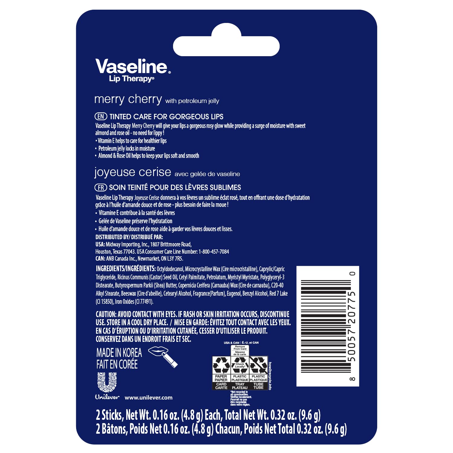 Vaseline Lip Therapy Stick Twin Pack – Merry Cherry Holiday Limited Edition (3-Pack)