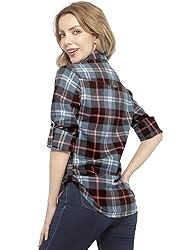 Match Women's Long Sleeve Plaid Flannel Shirt