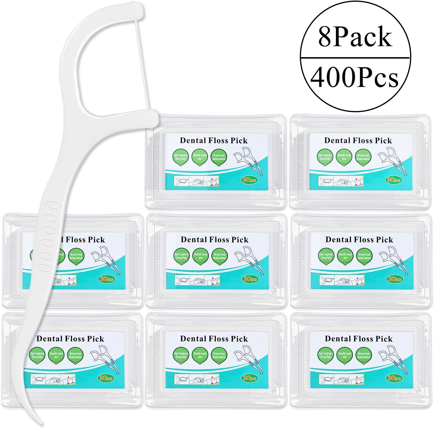 400 Picks Dental Floss Picks, Triple Clean Floss Picks, Unflavored