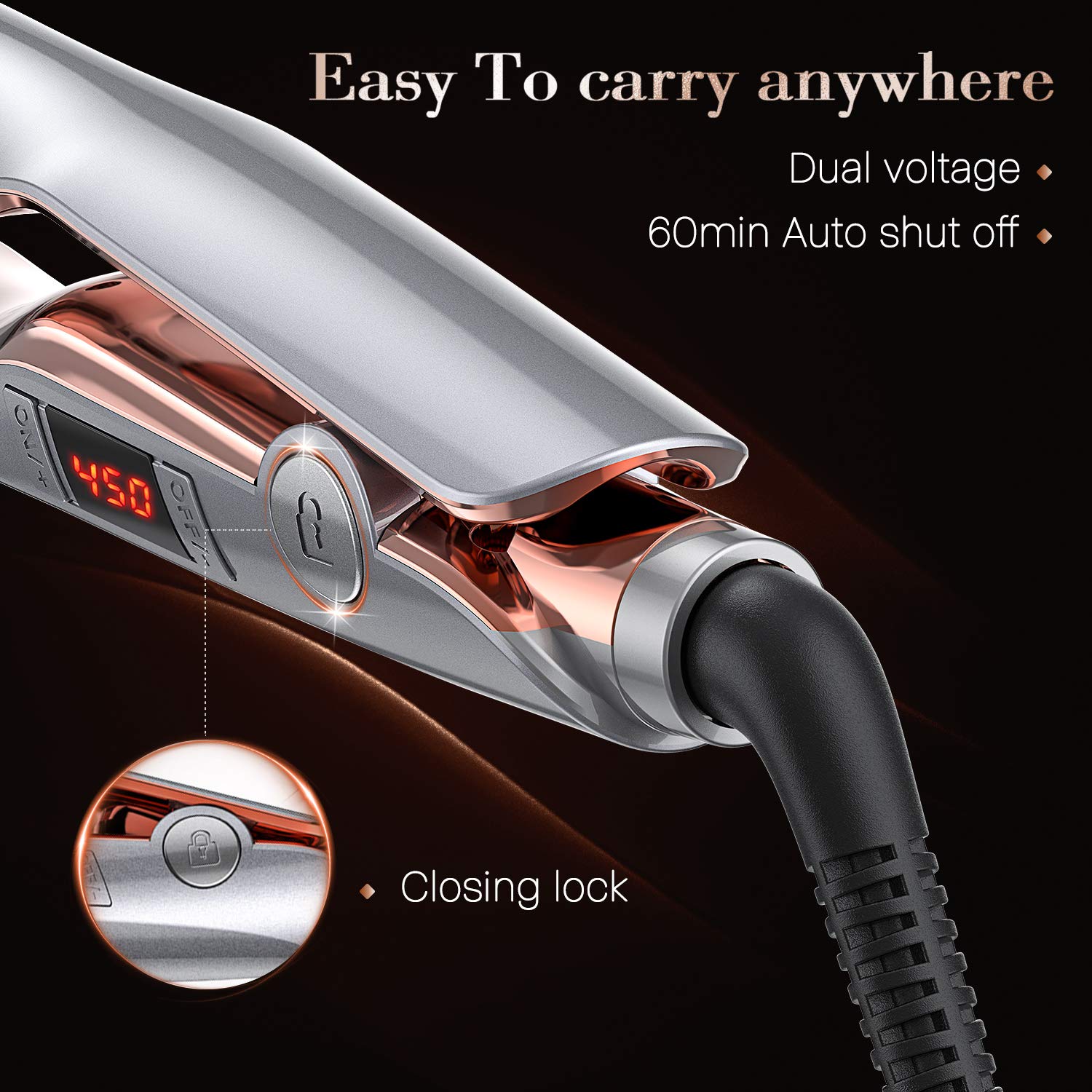 BESTOPE Hair Straightener, 1 Inch Flat Iron with Adjustable Temp Ceramic Tourmaline Straightening & Curls for Healthy Styling Curling Iron for All Hair Type : Beauty