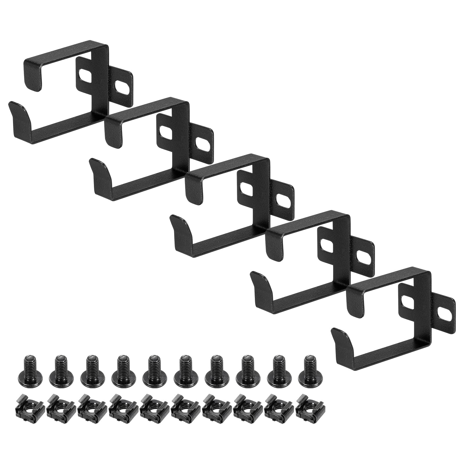 PATIKIL Server Rack Cable Management D Ring Hooks, 5 Set Wire Organizer Cable Organizers Vertical Mount Accessories for Network Cables Fiber Optic