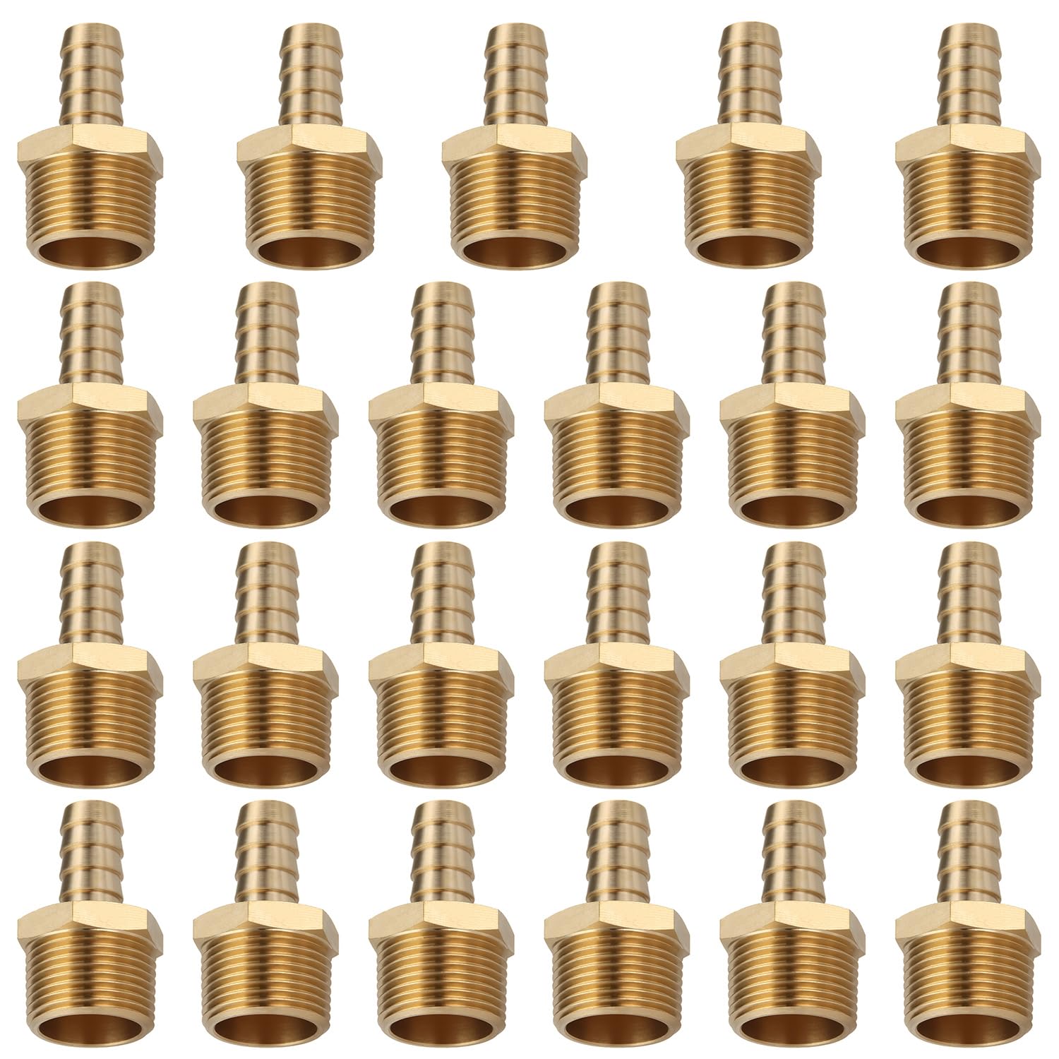 LTWFITTING Brass 3/4-Inch Male BSPT x 12mm Hose Barb Coupler Adapter Fitting for Vehicle Fuel System, HVAC System (Pack of 25)