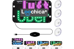 Loochica LED Light Sign for Car, Taxi Sign Light for Car Windshield, LED Decal with Suction Cups, USB Plug for Vehicle, Trucks, SUVs, Vans - 2 Color Switch(Pink & Green)