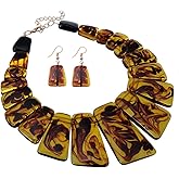 Vintage Chunky Statement Necklace Earrings Set Novelty Collar Choker Bib Pendant Necklace Earrings Jewelry Set for Women&Girls