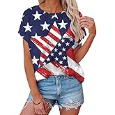 zarmfly Women American Flag Shirt Independence Day Patriotic T-Shirt 4th of July Tees Shirts USA Flag Star Stripe Tops