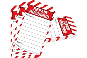 100 Pack Repair Required Tags Red Service Tag - 3.25 x 5.75 Inch Mechanic Maintenance Paper Label for Office, Warehouse, Cons