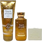 Bath & Body Works Touch of Gold Moisturizing Body Wash and Body Lotion Duo Set with a Natural Oats Bar Soap - Full Size
