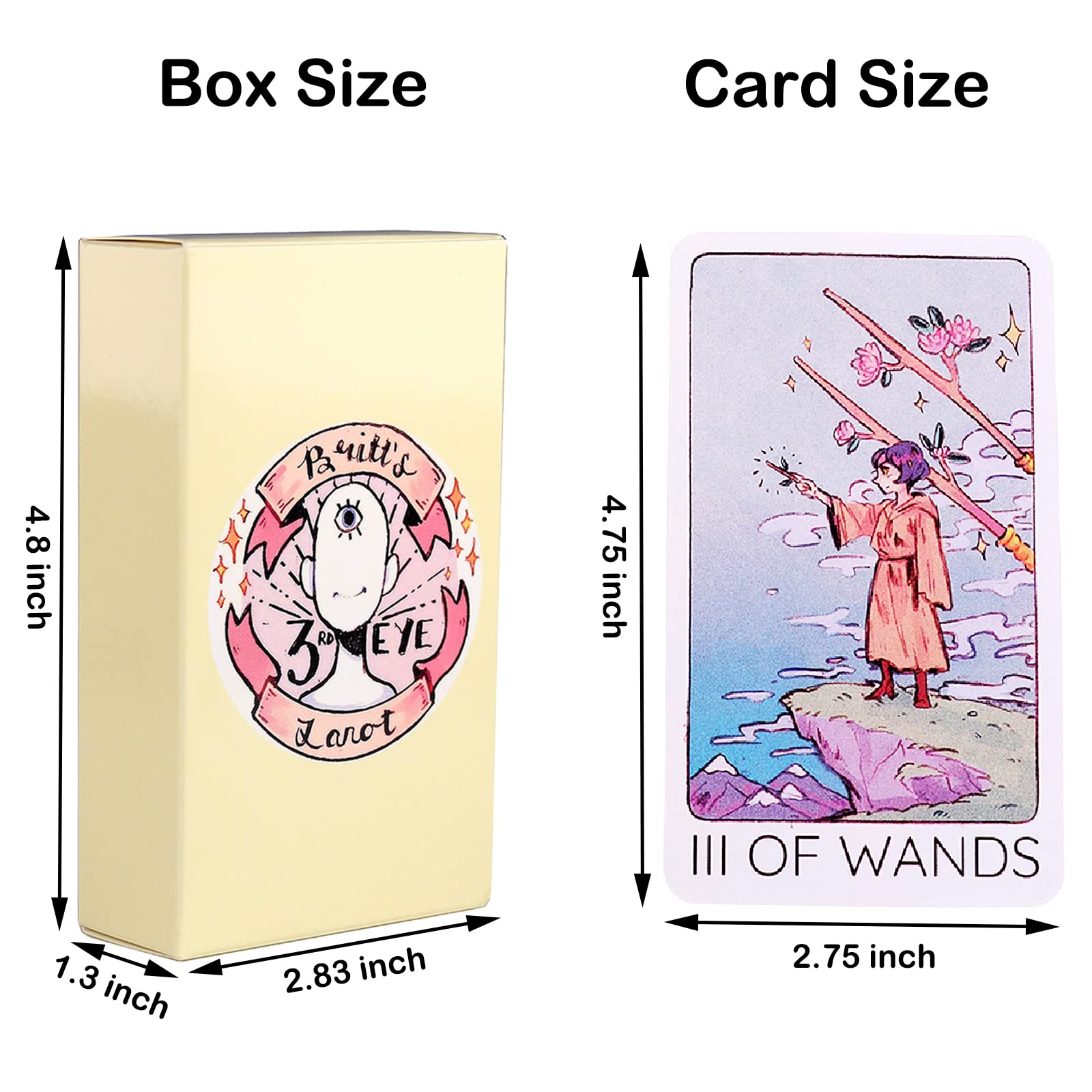 Atesswy Britt's Third Eye Tarot Deck, 78 Standard Tarot Cards with Guidebook for Beginners (Size: 4.75