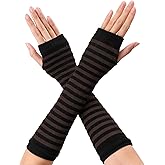 Allegra K Women's Fingerless Gloves Printed Elbow Length Knitted Arm Warmers