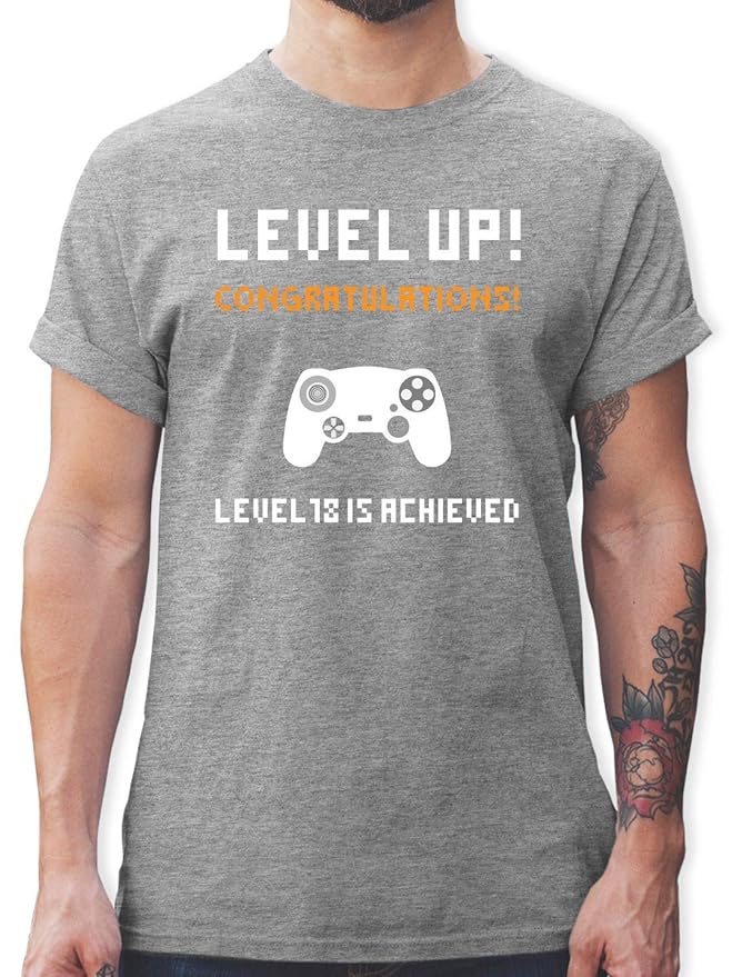 Geburtstag - 18. Geburtstag - Gamer Level 18 - Herren T-Shirt Rundhals