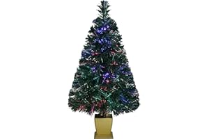 TREEDANART 32inch Green Fiber Optic Christmas Tree, Small Christmas Tree with Lights Artificial Prelit Tabletop Xmas Tree Holiday Home Decorations, USB Adaptor Included