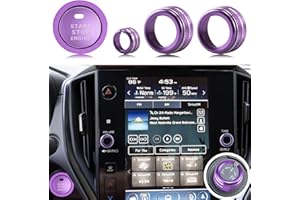 HDUFC 5pcs for Subaru Crosstrek/Impreza 2024 2025, Forester 2025, Legacy Outback 2020-2025, WRX, Ascent Volume Adjustment Knob, Mirror Knob Cover, Start Button Cover/Ring (Purple)