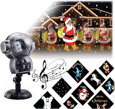 upoda proyector de luces led de navidad y halloween impermeables con control remoto temporizador y reproductor de musica luz animada y de nieve