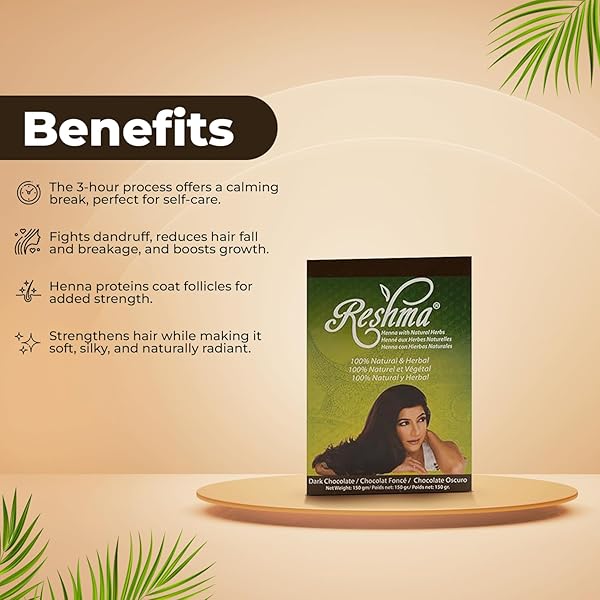 RESHMA BEAUTY AYURVEDIC HENNA HAIR COLOR BLEND – HENNA & INDIGO WITH HERBAL EXTRACTS – NATURAL DEEP BROWN/DARK CHOCOLATE HAIR COLOR FOR GRAY BLENDING – HEENA MEHENDI – 5.29 OZ