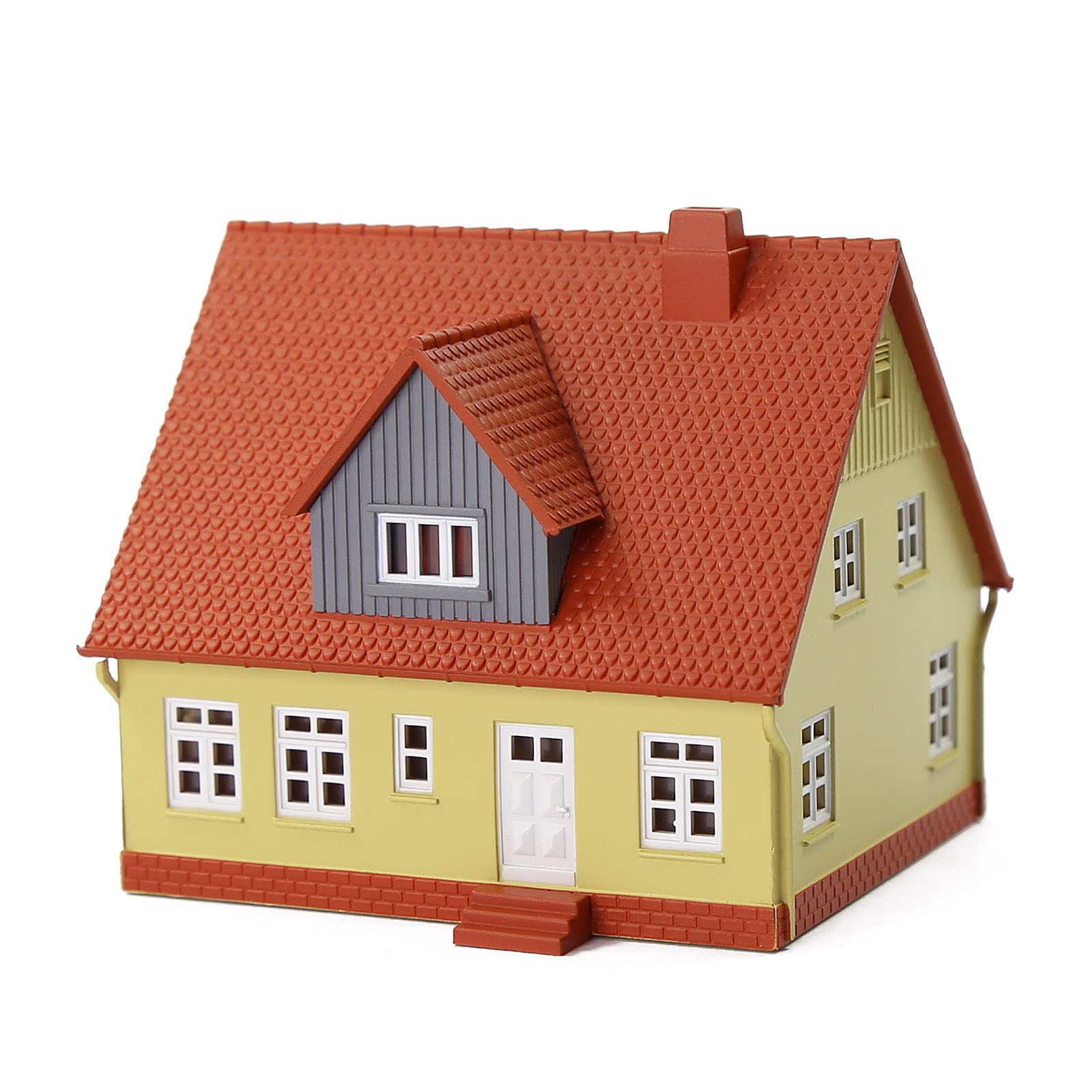 1pc N Scale 1:160 Model Village House Pre-built Building Diorama (Brown)