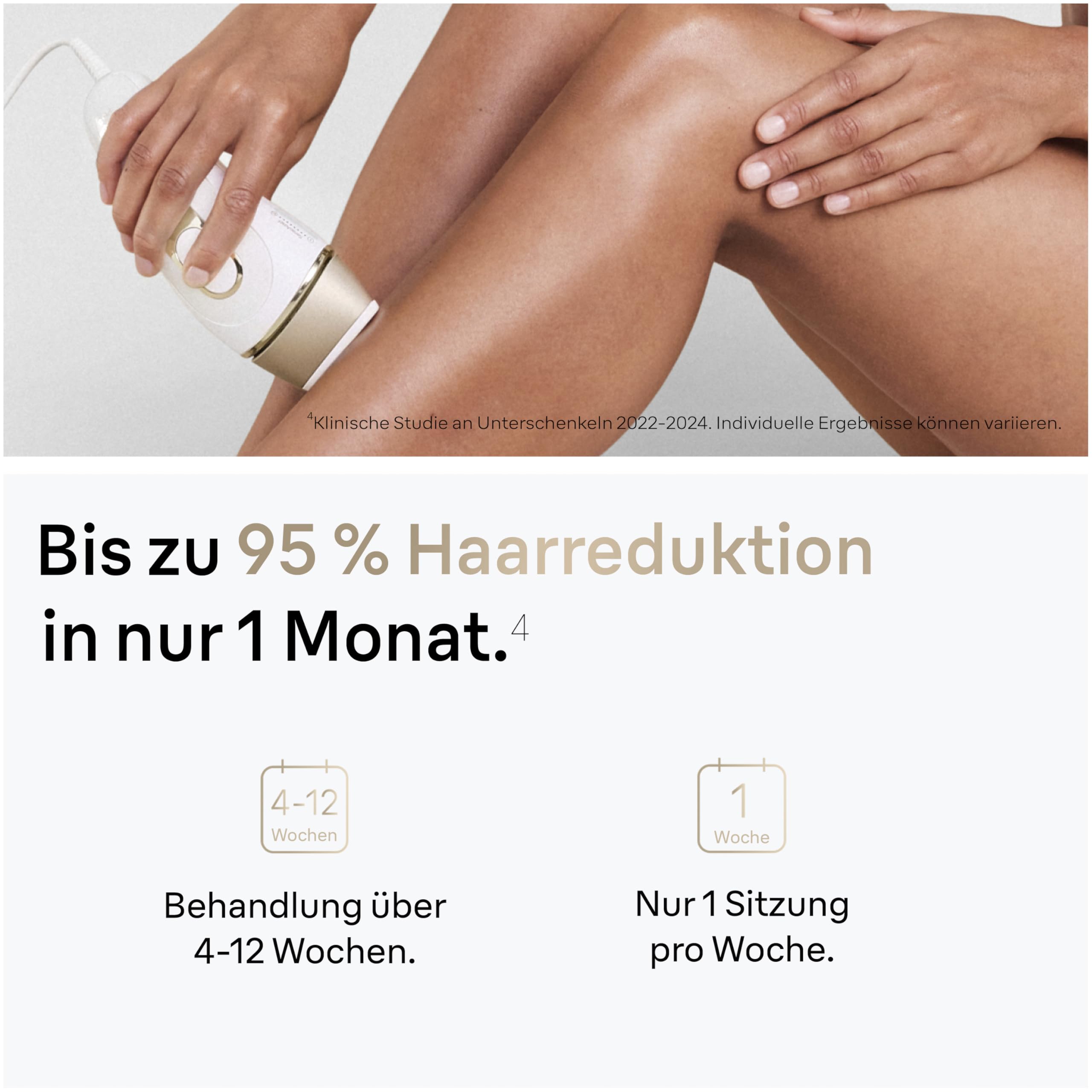 Braun IPL Geräte Haarentfernung Silk·expert Pro 5 — Dauerhaft und Schmerzfrei Haarentfernung für Zuhause — Inkl. Etui, Gillette Venus Rasierer, 3 Aufsätze, Designed in Germany — PL5262, Weiß/Gold 5