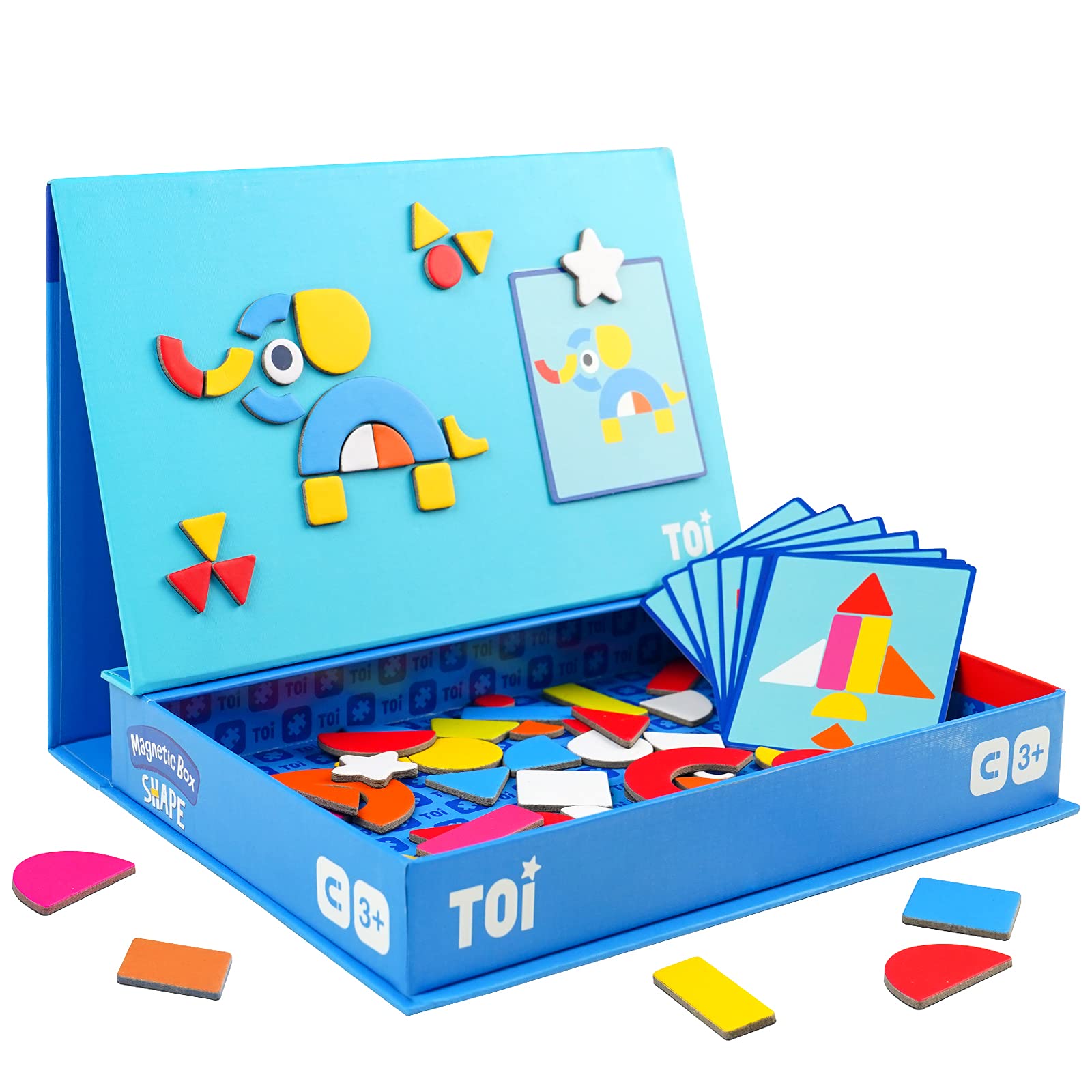 Photo 1 of Toi Kids Magnet Toys Magnetic Jigsaw Puzzle Boxes with Game Board for Kids Ages 3-8, Preschool Tabletop Toy for Toddlers, Portable Travel Game, Shape