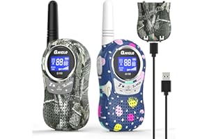 Qniglo Rechargeable Walkie Talkies for Adults, Long Range Kids Walkie Talkies 2 Pack, Spy Games Army Toys Walkie Talkie for Boys Girls, Birthday, Halloween, for Kids Outdoor Camping