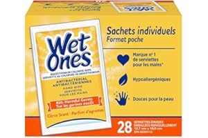 Wet Ones Antibacterial Hand Wipes, Citrus Scent, 28 Count – Germ-Killing, Portable, Travel-Friendly, Sanitizing Wipes for Kid