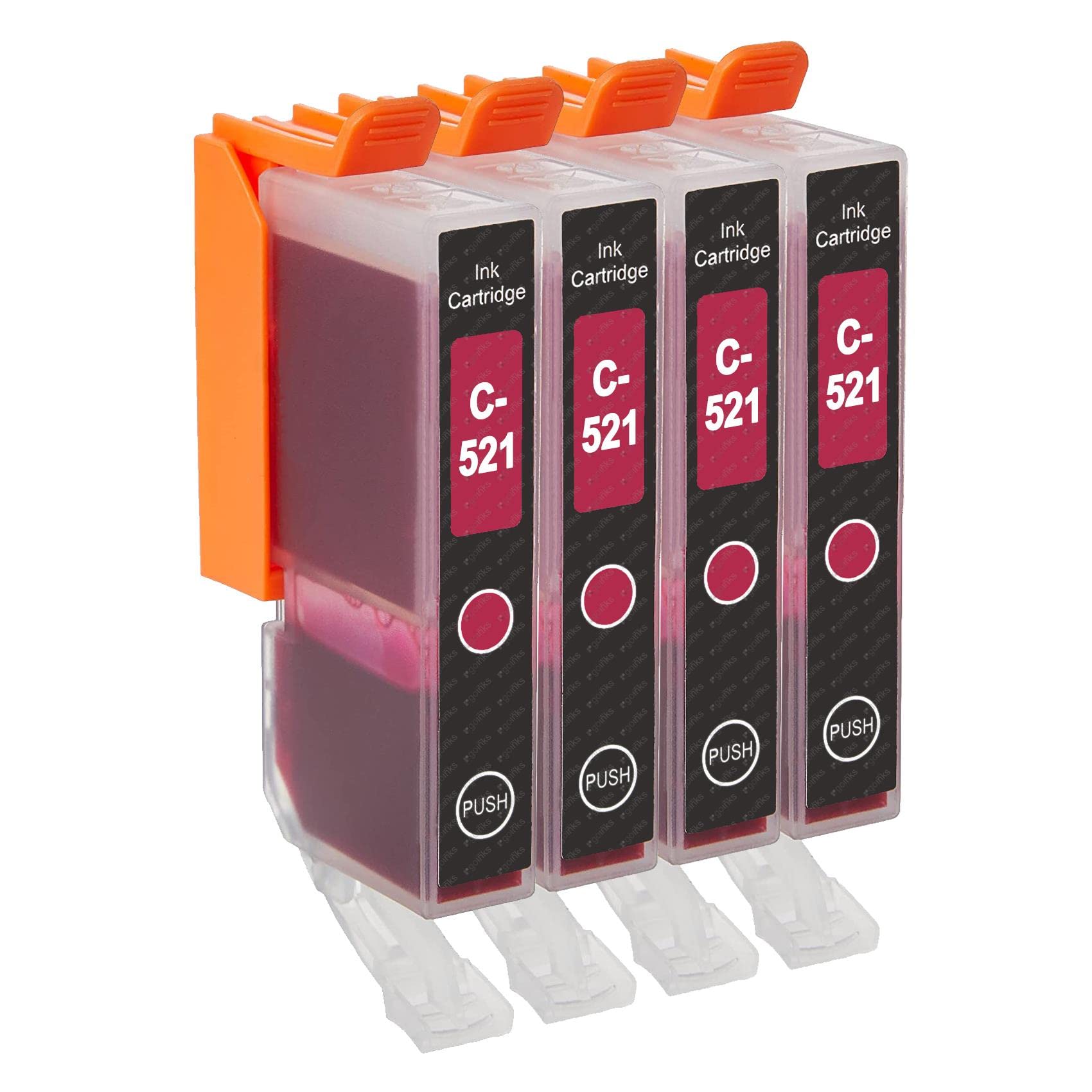 Go Inks C-521M Compatible Magenta Ink Cartridge to repalce Canon CLI-521M for use with Canon PIXMA Printers (Pack of 4),High Capacity (XL)