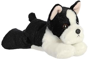 Aurora® Adorable Mini Flopsie™ Eva Boston Terrier™ Stuffed Animal - Mini Companions Ready for Playful Adventures - for Kids All Ages, Toddlers, Adults, and Families - Black 8 Inches