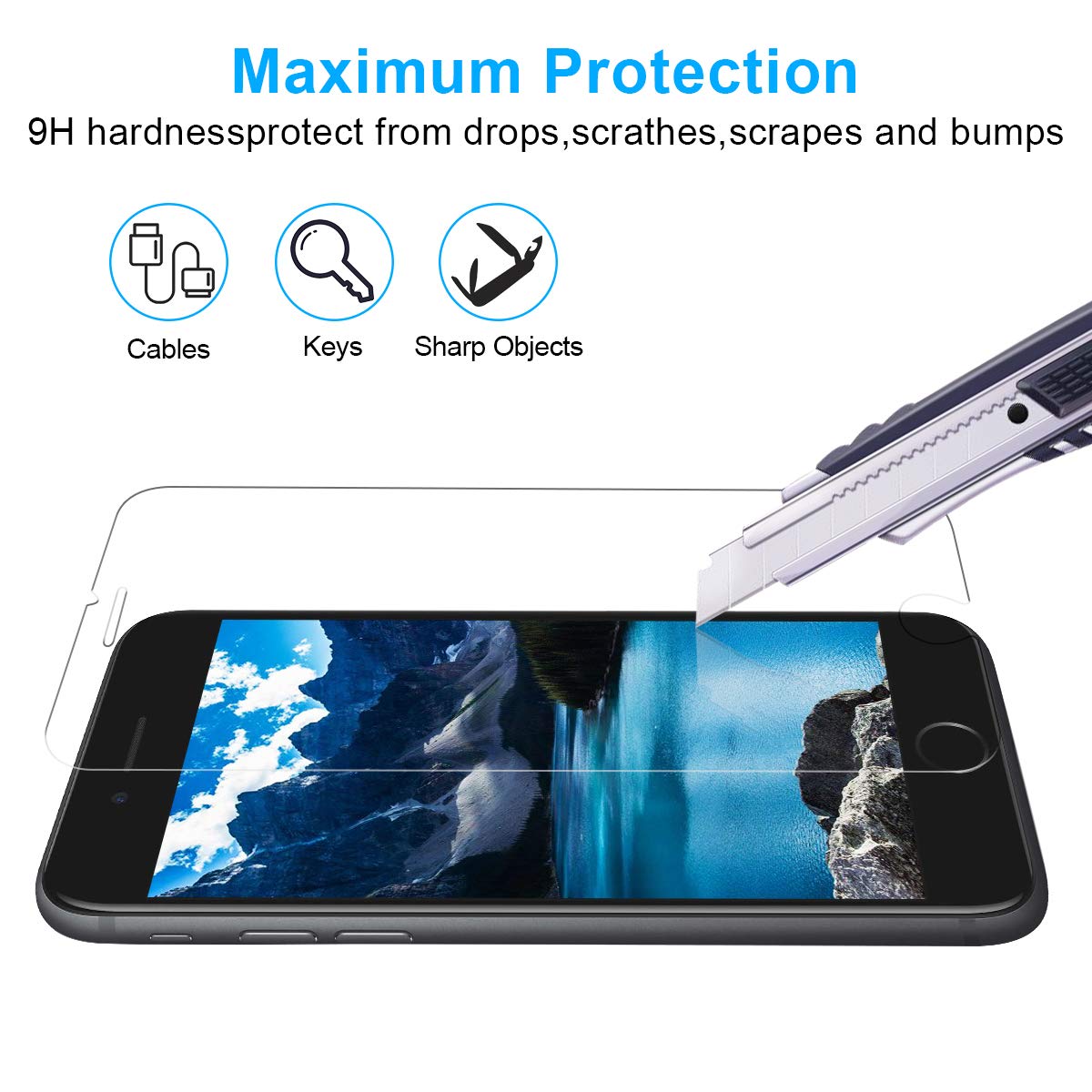 NONZERS [2 Pièces] Verre Trempé pour iPhone 8/ iPhone 7, [sans Bulles] [Anti-Rayures] 3 D Bords Arrondis Film Protecteur Vitre d\'Écran en Verre Trempé 9H Dureté et 3D Touch pour iPhone 8/ iPhone 7