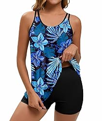 Plus Size Swimsuit for Women Over 50 Scoop Neck Two