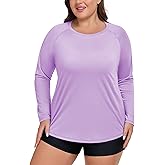 ForHailey Women's Plus Size Swim Shirt Long Sleeve Rash Guard UV Protection Sun Shirts UPF 50+ Quick Dry Hiking Fishing Tops
