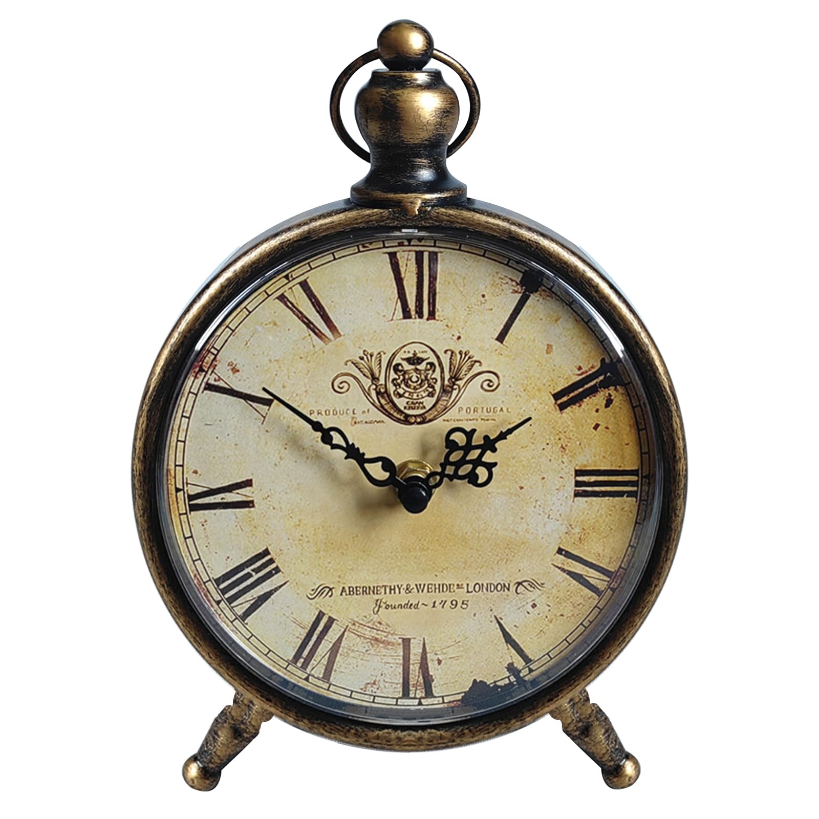 HZDHCLH Roman Table Clocks Silent Non Ticking Roman Retro Art Desk Clock for Living Room Bedroom Office（Copper Black）