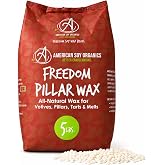 American Soy Organics Freedom Pillar Soy Wax Beads, Candle Wax, 5 lbs | DIY Candle Making Supplies for Container Candles, Votives, Tealights, Tarts/Wax Melts, Paraffin &amp; Beeswax-Free, Microwavable
