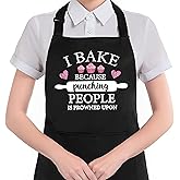 HUGANE Humorous Baking Apron with Pockets, Funny Baking Gifts, Baker Gifts, I Bake Because Punching People Is Frowned Upon Waterproof Adjustable Cooking Apron for Kitchen Dishwashing Grilling