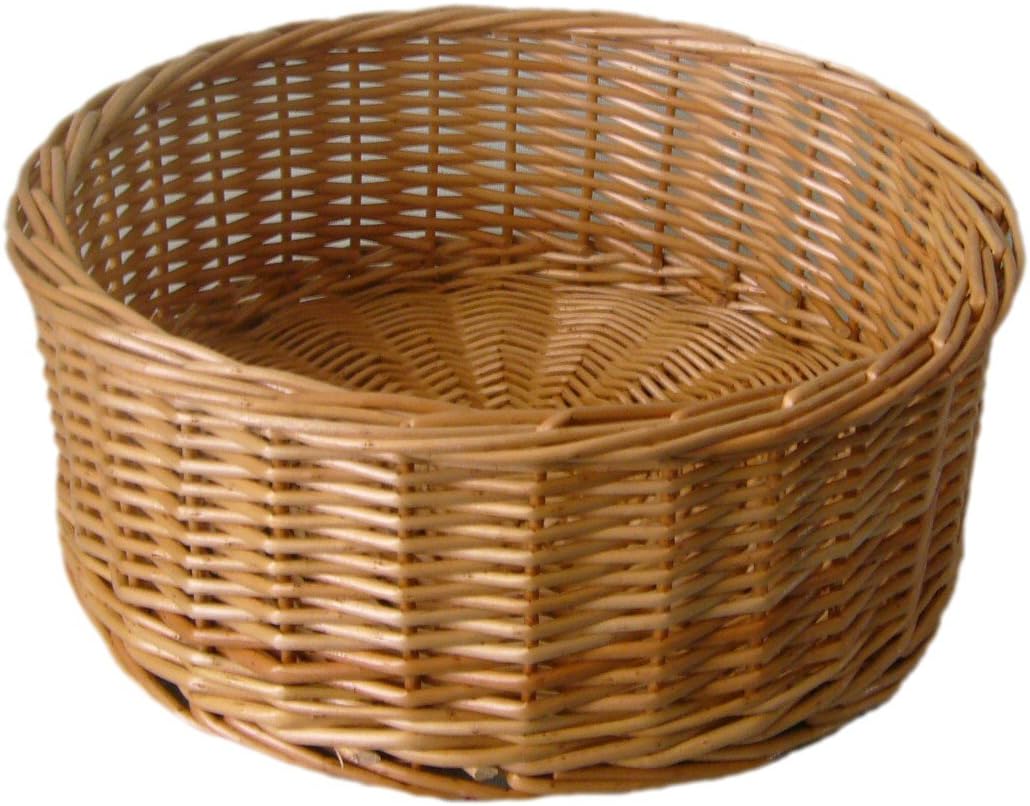 Round Buff Willow Wicker Straight Sided Basket/Fruit Bowl/Baby Basket