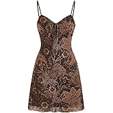 Milumia Women's Paisley Print Cami Short Dress Boho Mesh Mini Sun Dresses