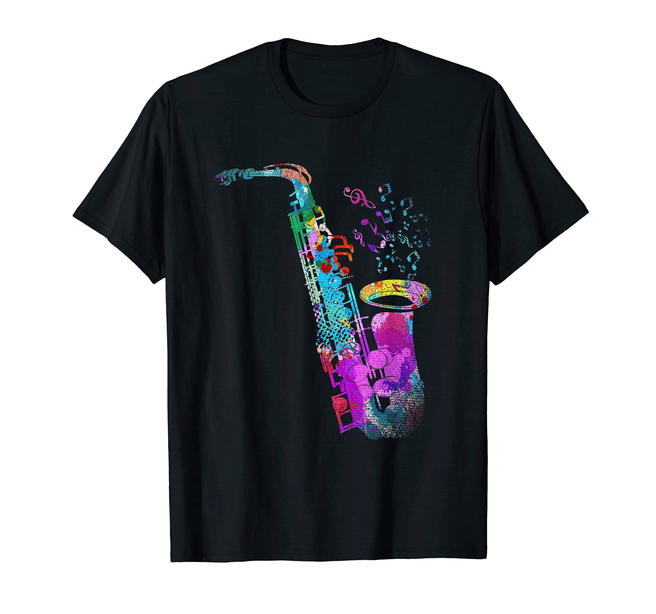Musician Music Notes Sax Jazz Saxophonist Colorful Saxophone T-Shirt