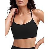 PAVOI ACTIVE Yoga Racerback Bras for Women - Buttery Soft Low Support Scoop Neck Y-Back Thin Strap Sports Bra - FlexFlow, X-Small, Black, D-DD Cups