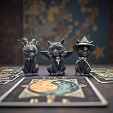 Dianreno Gothic Black Cat Figurines 3-Set,Halloween Black Cat Decor | Dark Aesthetic Decor,witch cat statues,Gift for Cat Lovers,Gothic Decorative Sculptures for Home